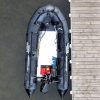 inflatable boat tied to a dock