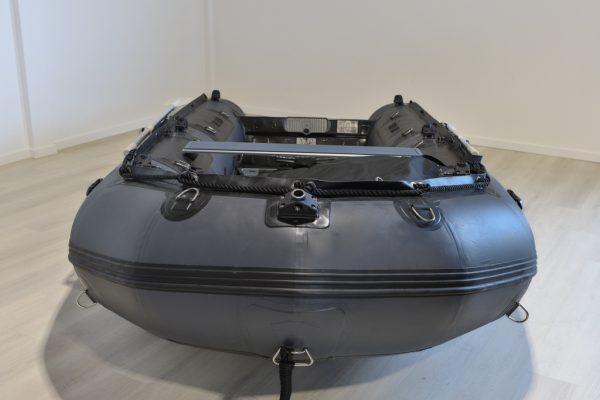 grey inflatable boat with EVA foam on aluminum floor