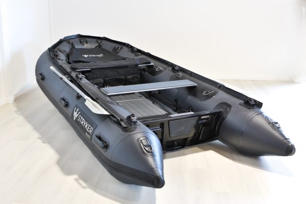 grey inflatable boat with EVA foam on aluminum floor