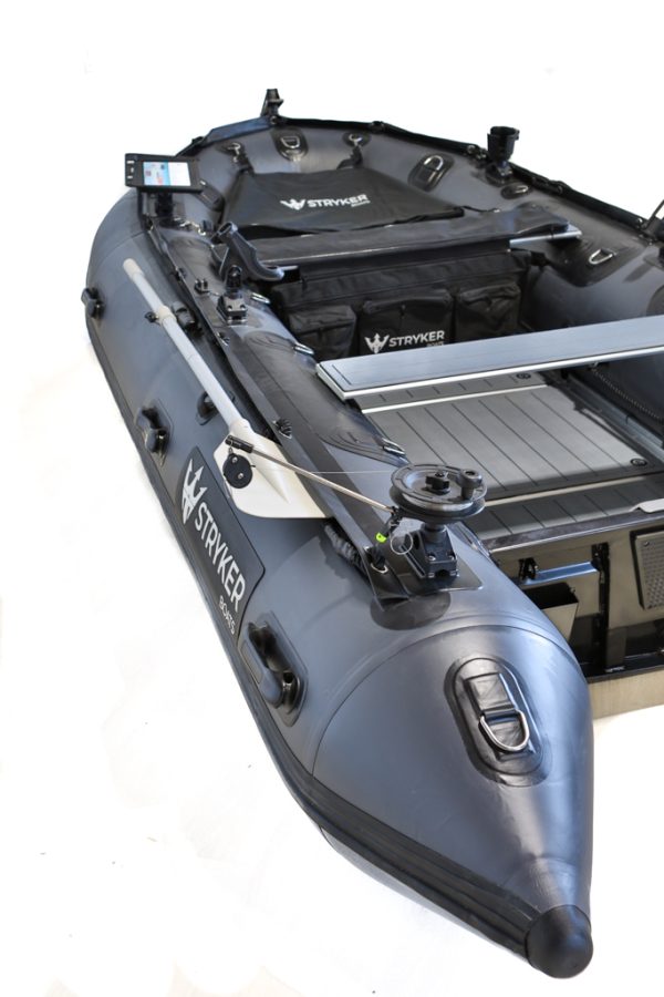 grey inflatable boat with EVA foam on aluminum floor