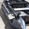 grey inflatable boat in showroom with new Stryker Logo 2024