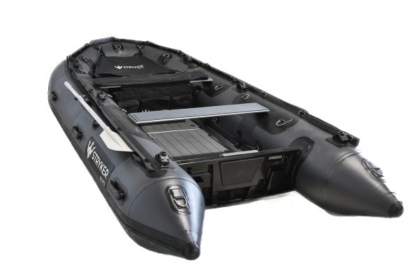 grey inflatable boat with EVA foam on aluminum floor