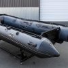 storm grey rigid hull rib inflatable boat with 20" aluminum transom outside Stryker Boats head office