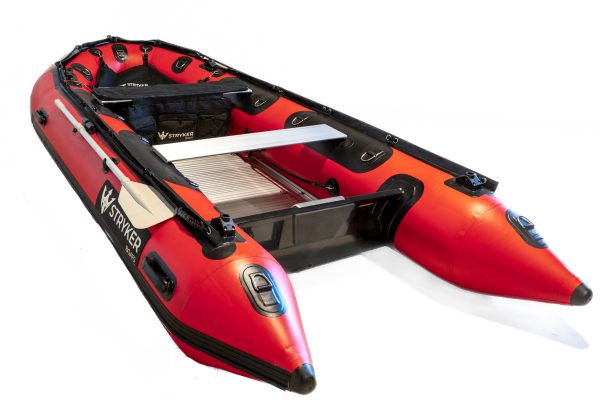 Red and black Stryker Inflatable Boat with inflatable keel